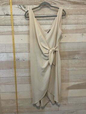 H&M Cream Sleeveless Wrap Midi Dress with Side Tie